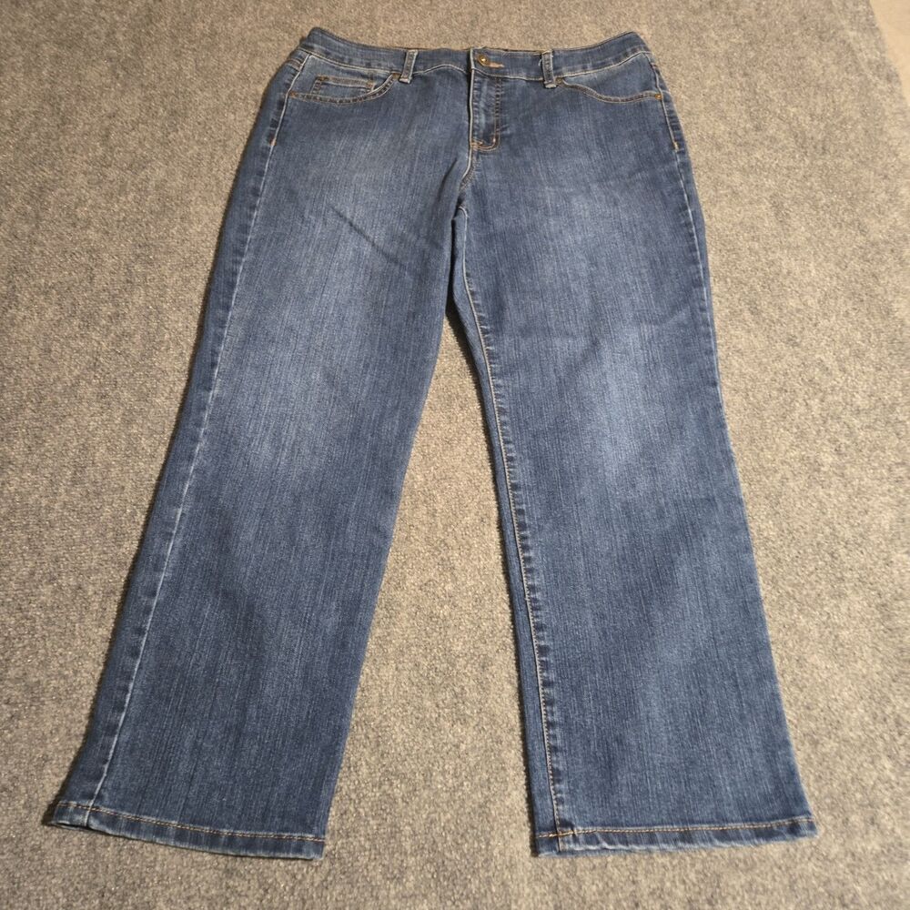 Bandolino Denim Jeans Womens Size 14P Blue Short Mandie Straight Stretch Pockets